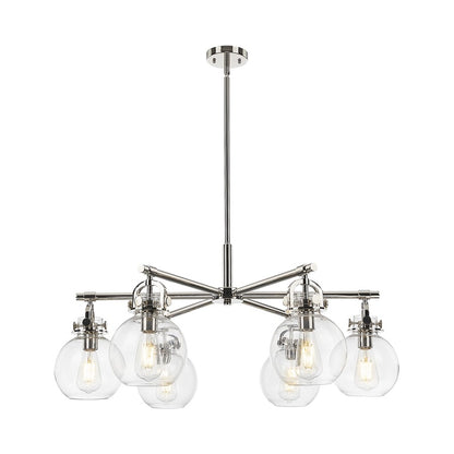 Innovations NS 6Lt 26" Stem Arch Chandelier, PN/CL - 410-6CR-PN-G410-7CL