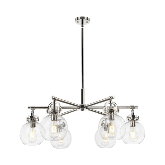 Innovations NS 6Lt 26" Stem Arch Chandelier, PN/CL - 410-6CR-PN-G410-7CL