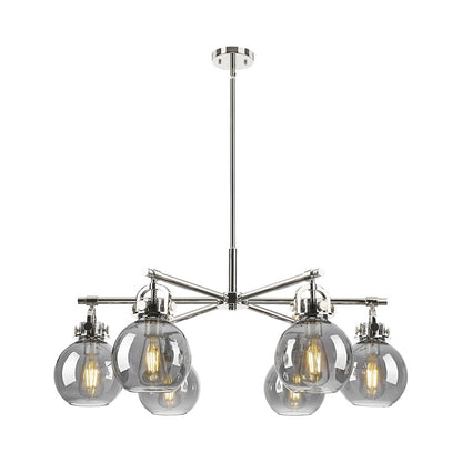 Innovations NS 6Lt 26" Stem Arch Chandelier, PN/SM - 410-6CR-PN-G410-7SM