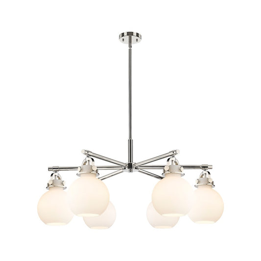 Innovations NS 6Lt 26" Stem Arch Chandelier, PN/WH - 410-6CR-PN-G410-7WH