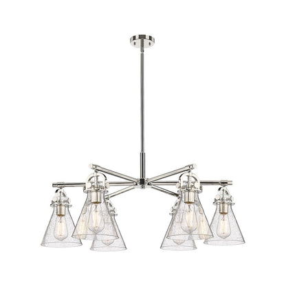 Innovations NC 6Lt 26" Stem Arch Chandelier, PN/SD - 410-6CR-PN-G411-7SDY