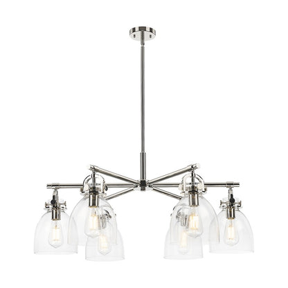 Innovations NB 6Lt 26" Stem Arch Chandelier, PN/CL - 410-6CR-PN-G412-7CL