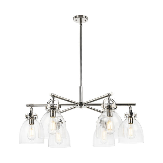 Innovations NB 6Lt 26" Stem Arch Chandelier, PN/CL - 410-6CR-PN-G412-7CL
