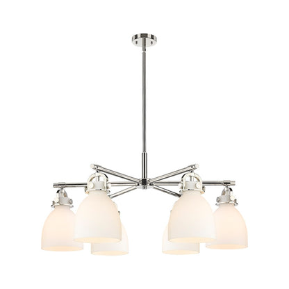 Innovations NB 6Lt 26" Stem Arch Chandelier, PN/WH - 410-6CR-PN-G412-7WH