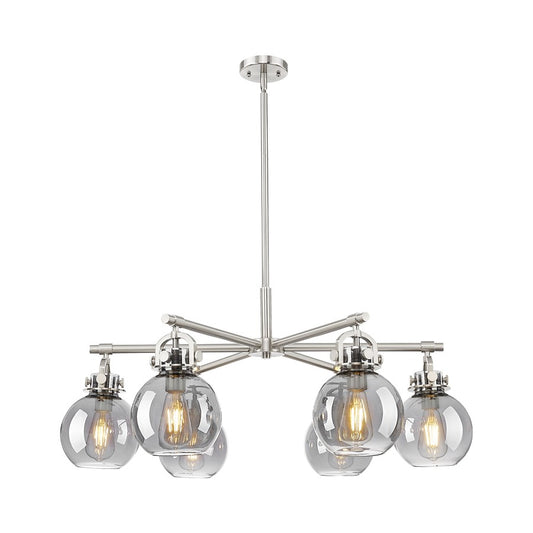 Innovations NS 6Lt 26" Stem Arch Chandelier, SN/SM - 410-6CR-SN-G410-7SM