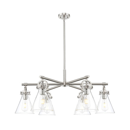 Innovations NC 6Lt 26" Stem Arch Chandelier, SN/CL - 410-6CR-SN-G411-7CL