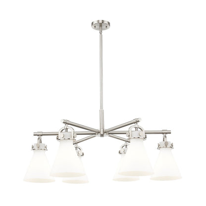 Innovations NC 6Lt 26" Stem Arch Chandelier, SN/WH - 410-6CR-SN-G411-7WH