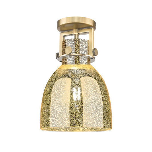 Innovations Newton Bell 1Lt 8" Flush, Brushed Brass/Mercury - 411-1F-BB-G412-8ME