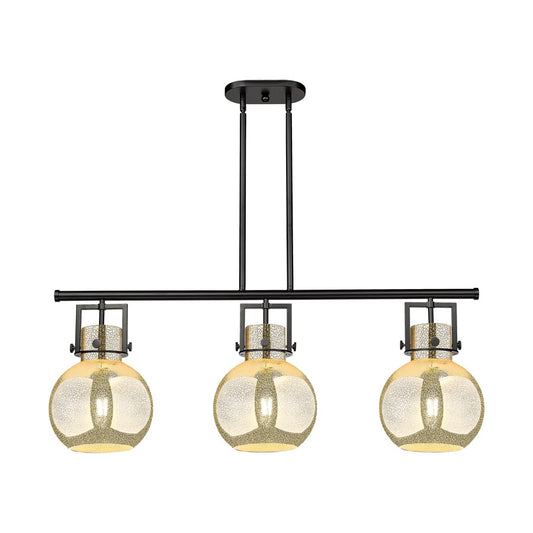 Innovations Newton Sphere 3Lt 42" Stem Island Light, BK/MC - 411-3I-BK-G410-10ME