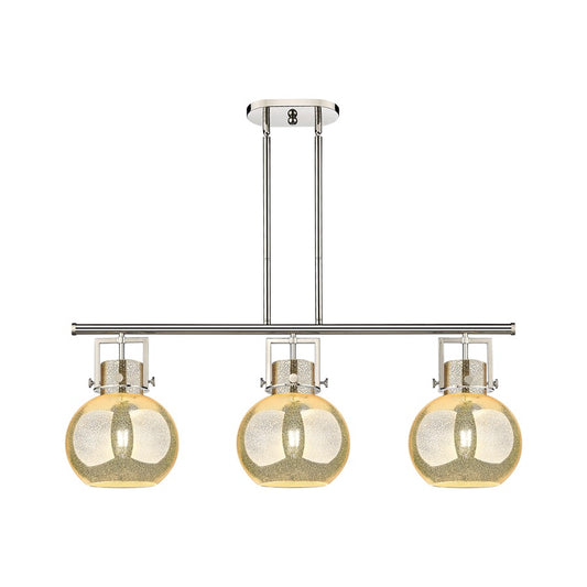 Innovations Newton Sphere 3Lt 42" Stem Island Light, PN/MC - 411-3I-PN-G410-10ME