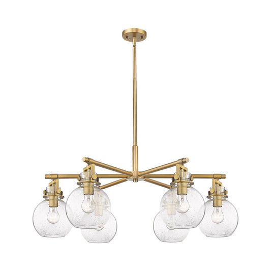 Innovations Newton Sphere 6Lt 26" Stem Chandelier, BB/SD - 411-6CR-BB-G410-7SDY
