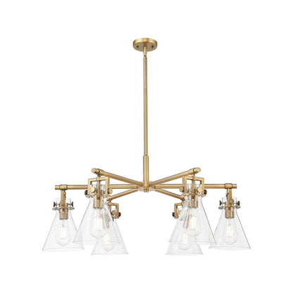Innovations Newton Cone 6Lt 26" Stem Chandelier, BB/Seed - 411-6CR-BB-G411-7SDY