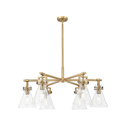 Innovations Newton Cone 6Lt 26" Stem Chandelier, BB/Seed - 411-6CR-BB-G411-7SDY