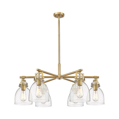 Innovations Newton Bell 6Lt 26" Stem Chandelier, BB/Seed - 411-6CR-BB-G412-7SDY