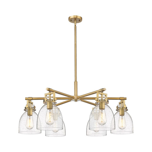 Innovations Newton Bell 6Lt 26" Stem Chandelier, BB/Seed - 411-6CR-BB-G412-7SDY