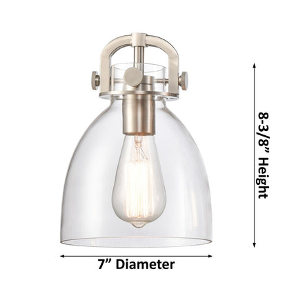 Innovations Newton Bell 6Lt 26" Stem Chandelier, Brushed Brass/White