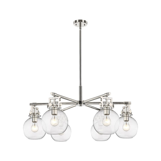 Innovations Newton Sphere 6Lt 26" Stem Chandelier, PN/CL - 411-6CR-PN-G410-7CL