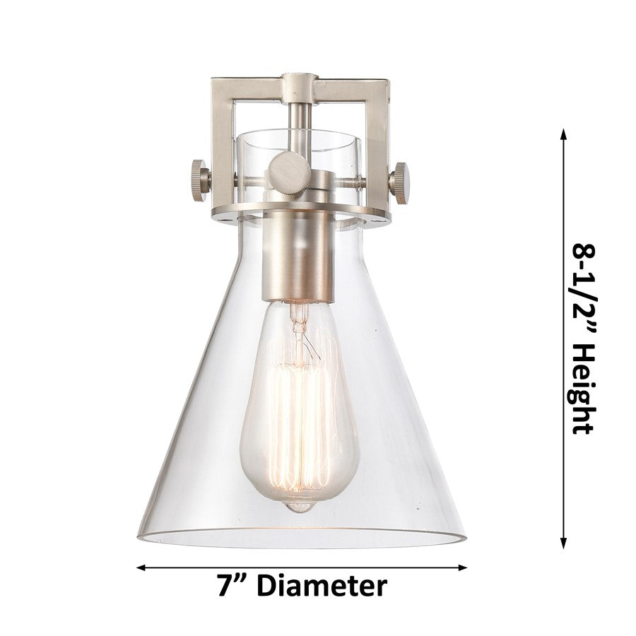 Innovations Newton Cone 6Lt 26" Stem Chandelier, Polished Nickel/Smoke