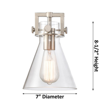 Innovations Newton Cone 6Lt 26" Stem Chandelier, Polished Nickel/Smoke