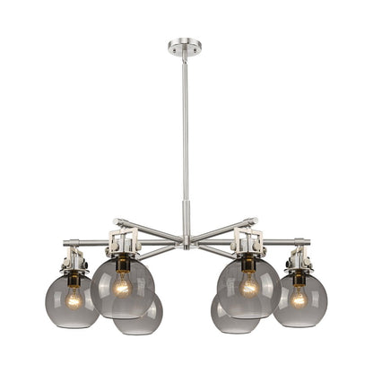 Innovations Newton Sphere 6Lt 26" Stem Chandelier, SN/SM - 411-6CR-SN-G410-7SM