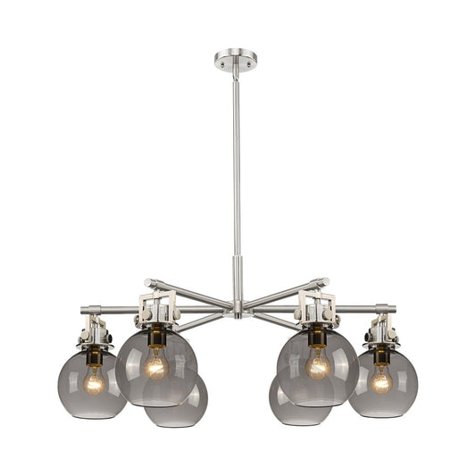 Innovations Newton Sphere 6Lt 26" Stem Chandelier, SN/SM - 411-6CR-SN-G410-7SM