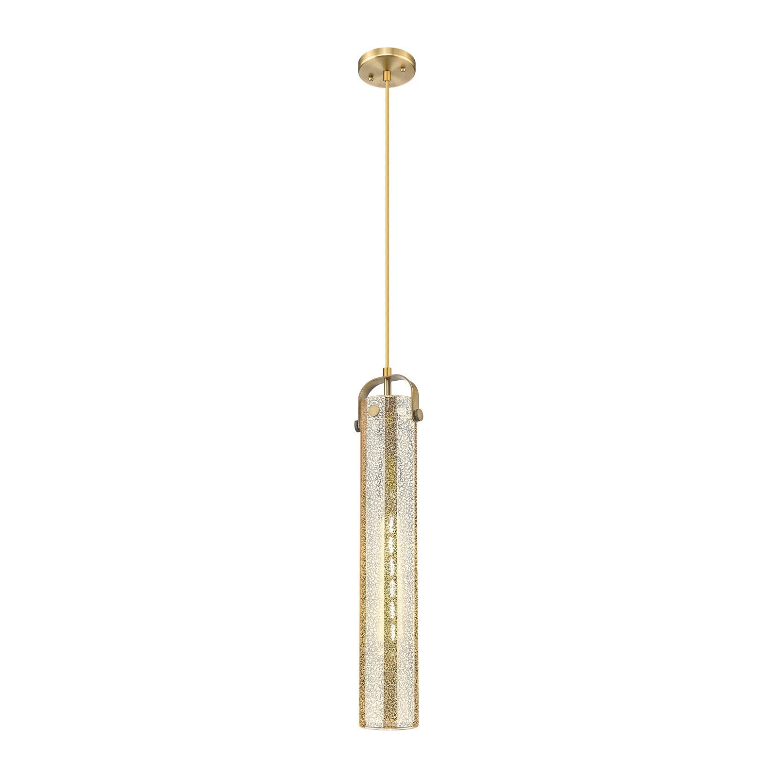 Innovations Pilaster 4.75in 1-Light Pendant | Industrial Brushed Brass and Mercury Glass | Kitchen Island & Dining | Model 413-1PS-BB-G413-1S-4ME
