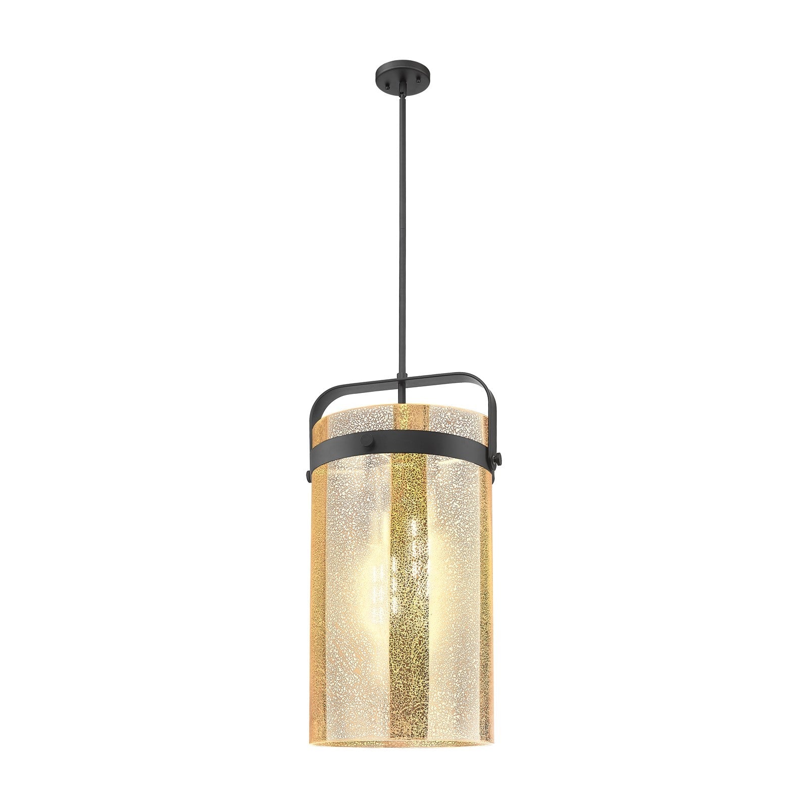 Innovations Pilaster 12in 4-Light Pendant | Industrial Matte Black and Mercury Glass | Kitchen Island & Dining Room | Model 413-4SL-BK-G413-4S-12ME