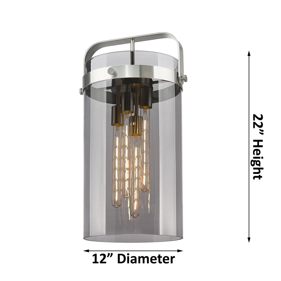 Innovations Pilaster 4Lt 12" Stem Pendant, CBZ/CWH