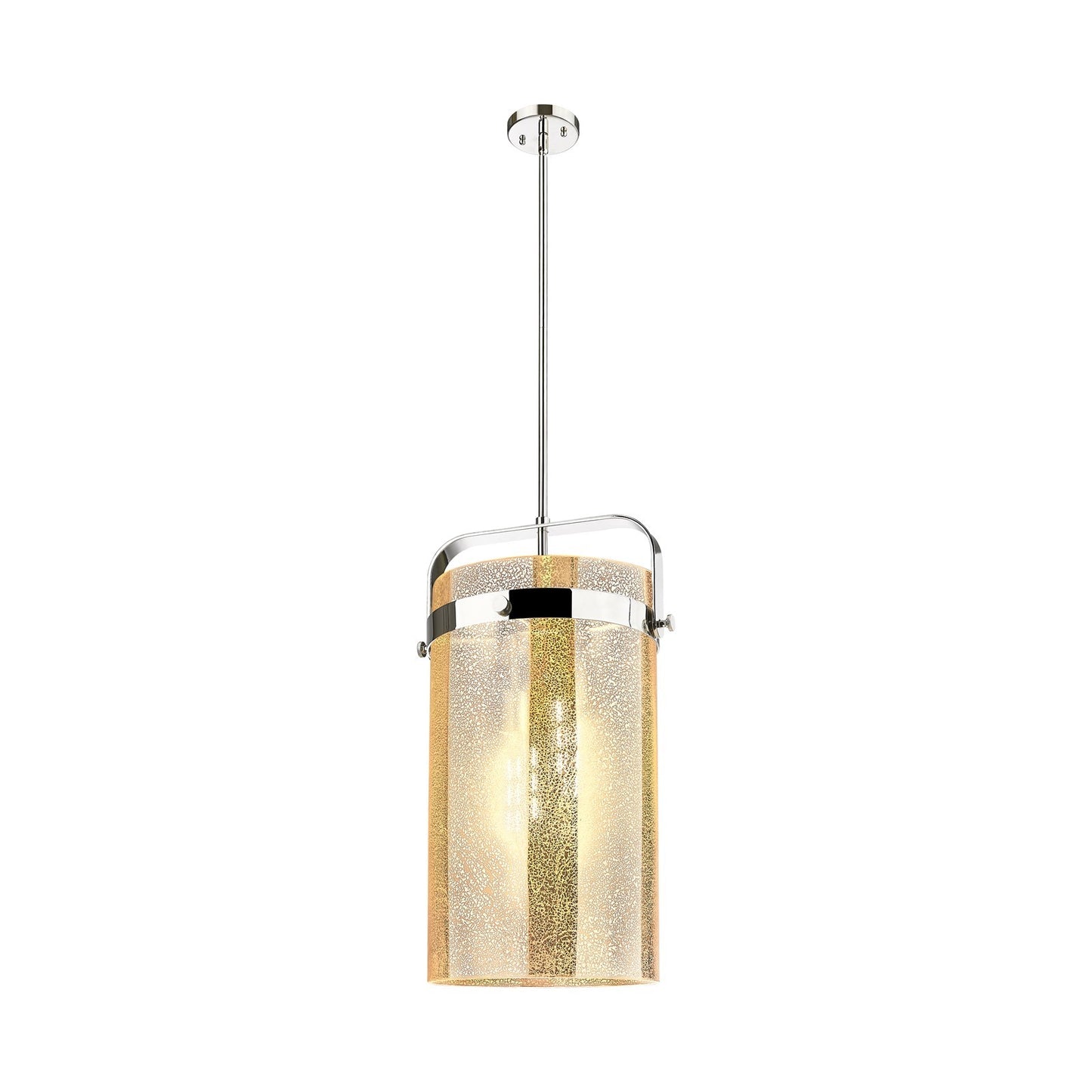 Innovations Pilaster 12in 4-Light Pendant | Industrial Polished Nickel and Mercury Glass | Kitchen Island & Dining | Model 413-4SL-PN-G413-4S-12ME