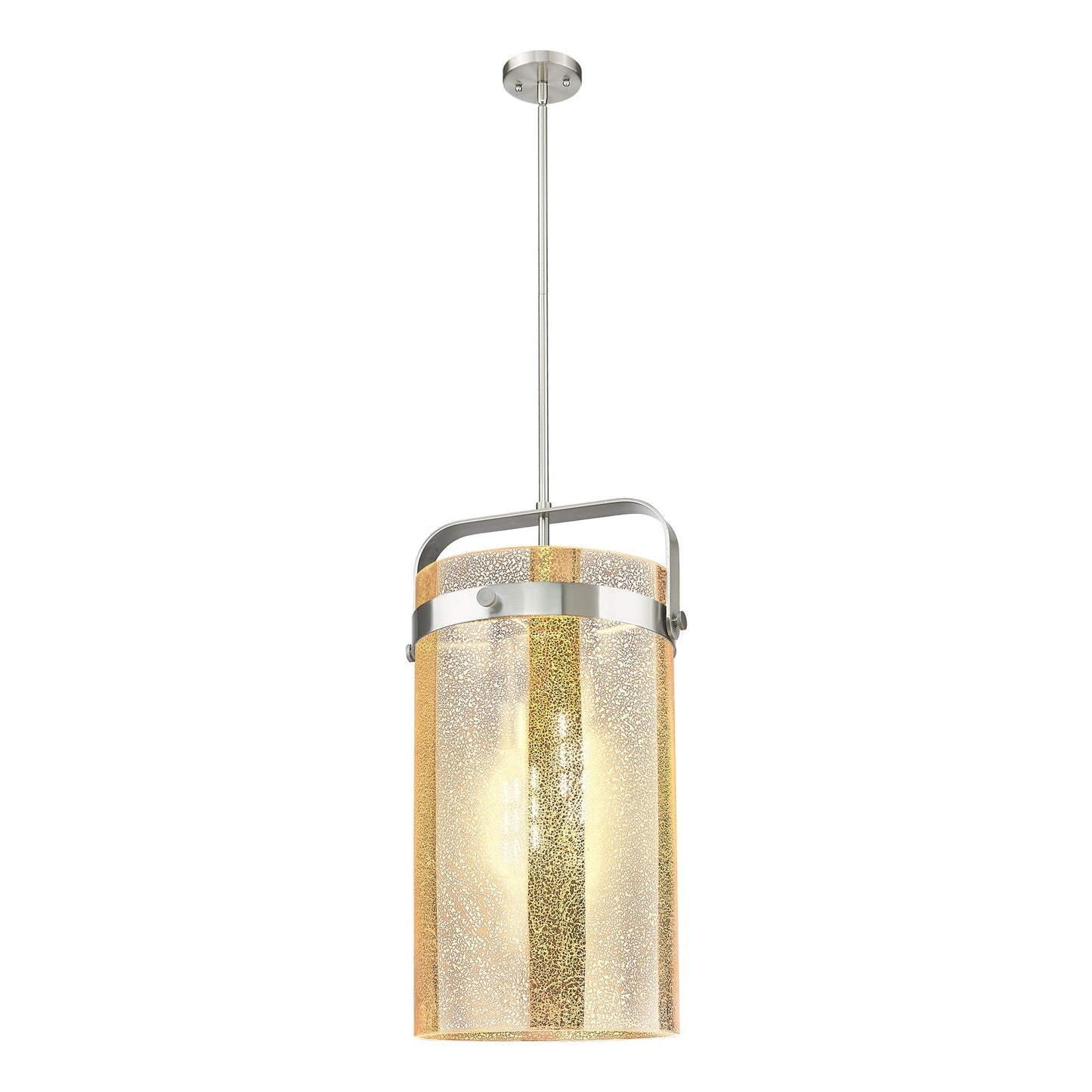 Innovations Pilaster 12in 4-Light Pendant | Industrial Satin Nickel and Mercury Glass | Kitchen Island & Dining Room | Model 413-4SL-SN-G413-4S-12ME
