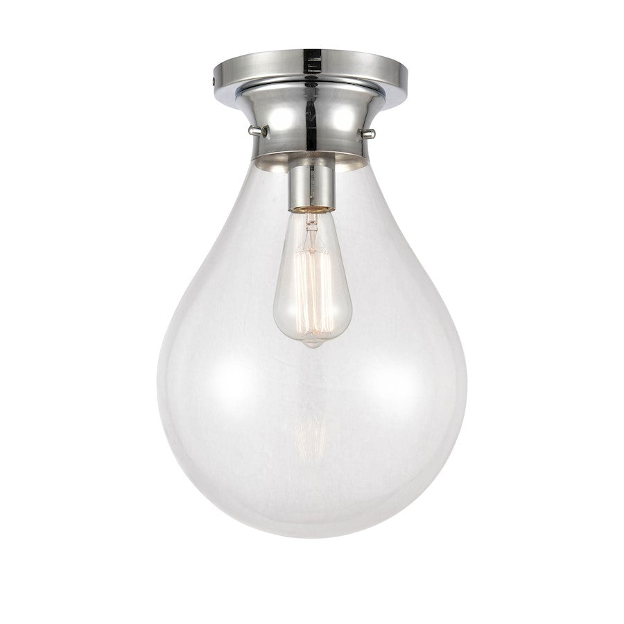 Innovations Genesis 10in 1-Light Flush Mount | Contemporary Polished Chrome and Clear Glass | Bedroom & Hallway | Model 414-1F-PC-10CL-LED