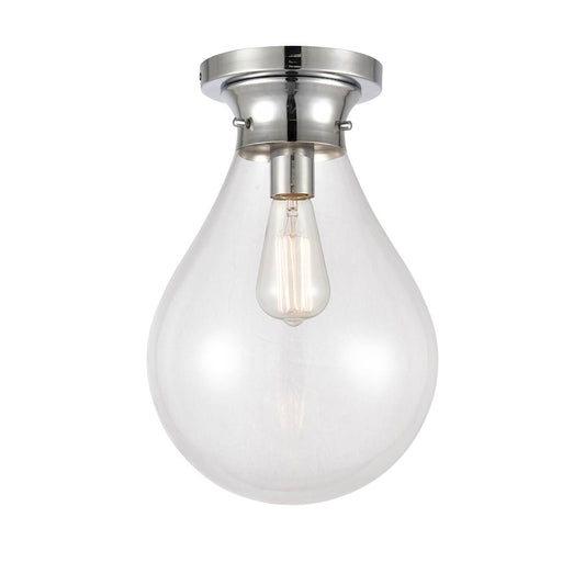 Innovations Genesis 10in 1-Light Flush Mount | Contemporary Polished Chrome and Clear Glass | Bedroom & Hallway | Model 414-1F-PC-10CL-LED