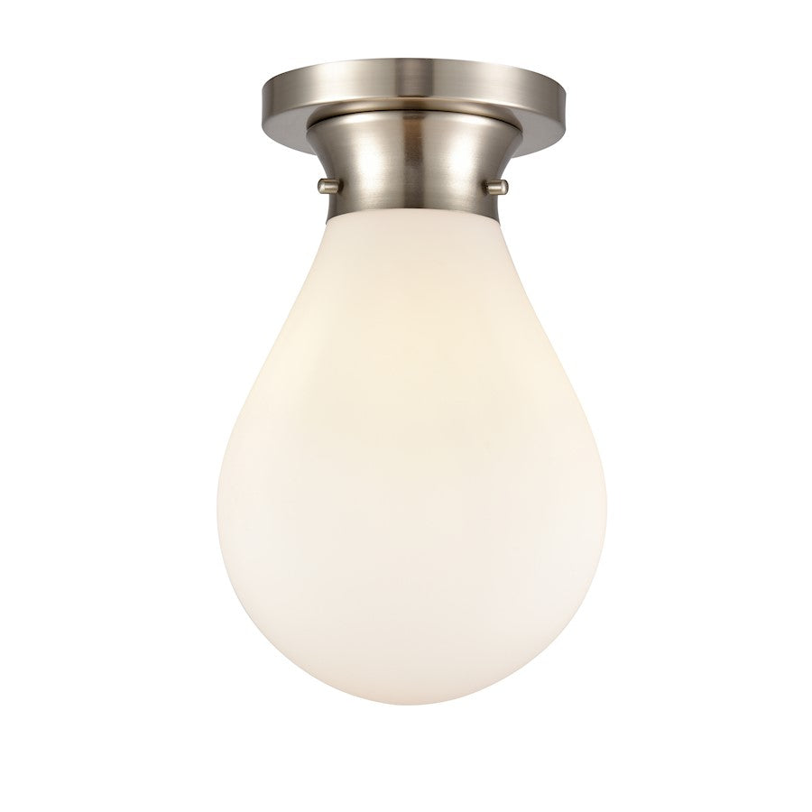 Innovations Genesis 12 LED Flush, Satin Nickel White/Globe