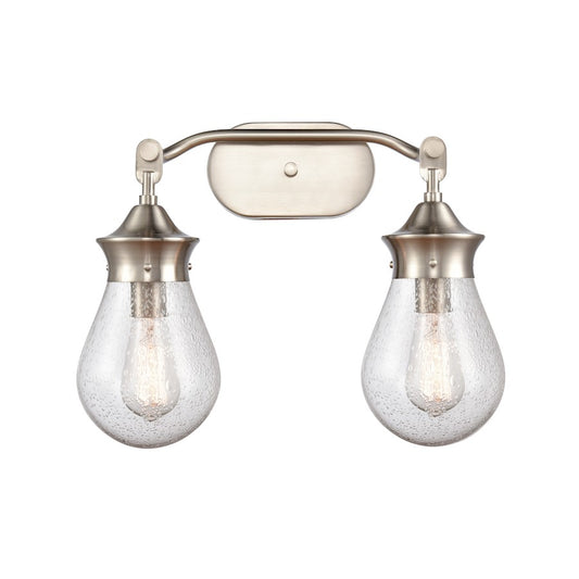 Innovations Genesis 18in 2-Light LED Vanity | Contemporary Satin Nickel and Seedy Glass | Bathroom Vanity Light | Model 414-2W-SN-6SDY-LED