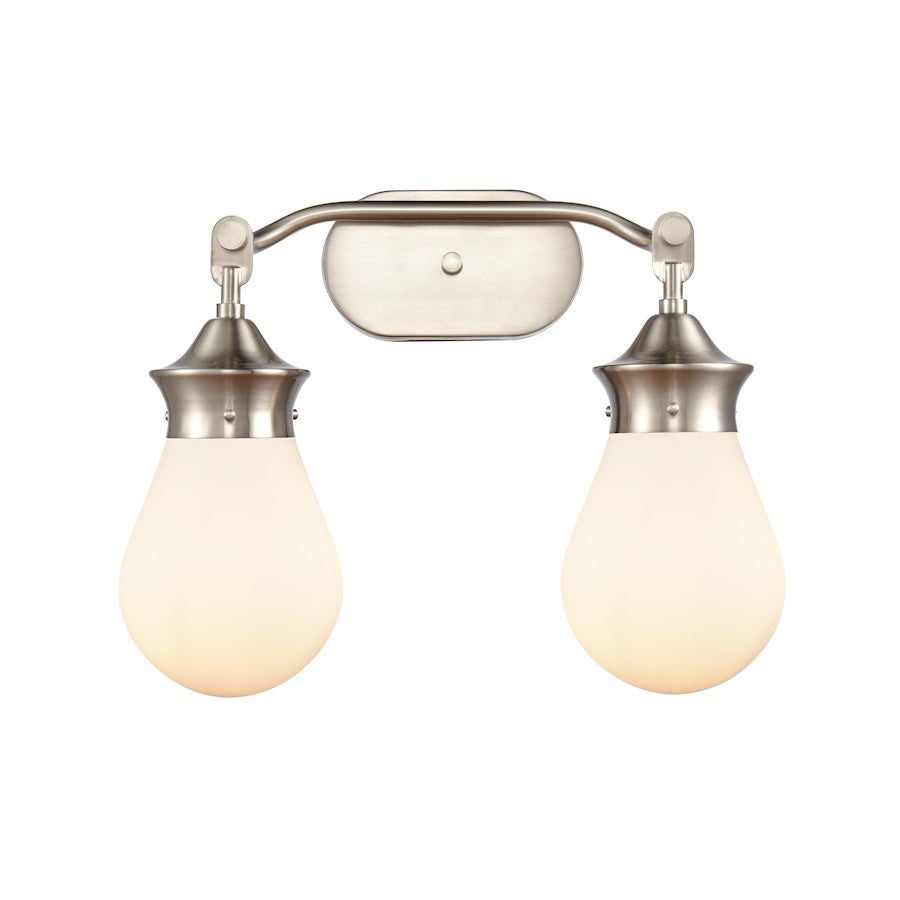Innovations Genesis 18in 2-Light LED Vanity | Modern Satin Nickel and White Glass | Bathroom Vanity | 18.25 x 15 x 8.88 in | Model 414-2W-SN-6W-LED