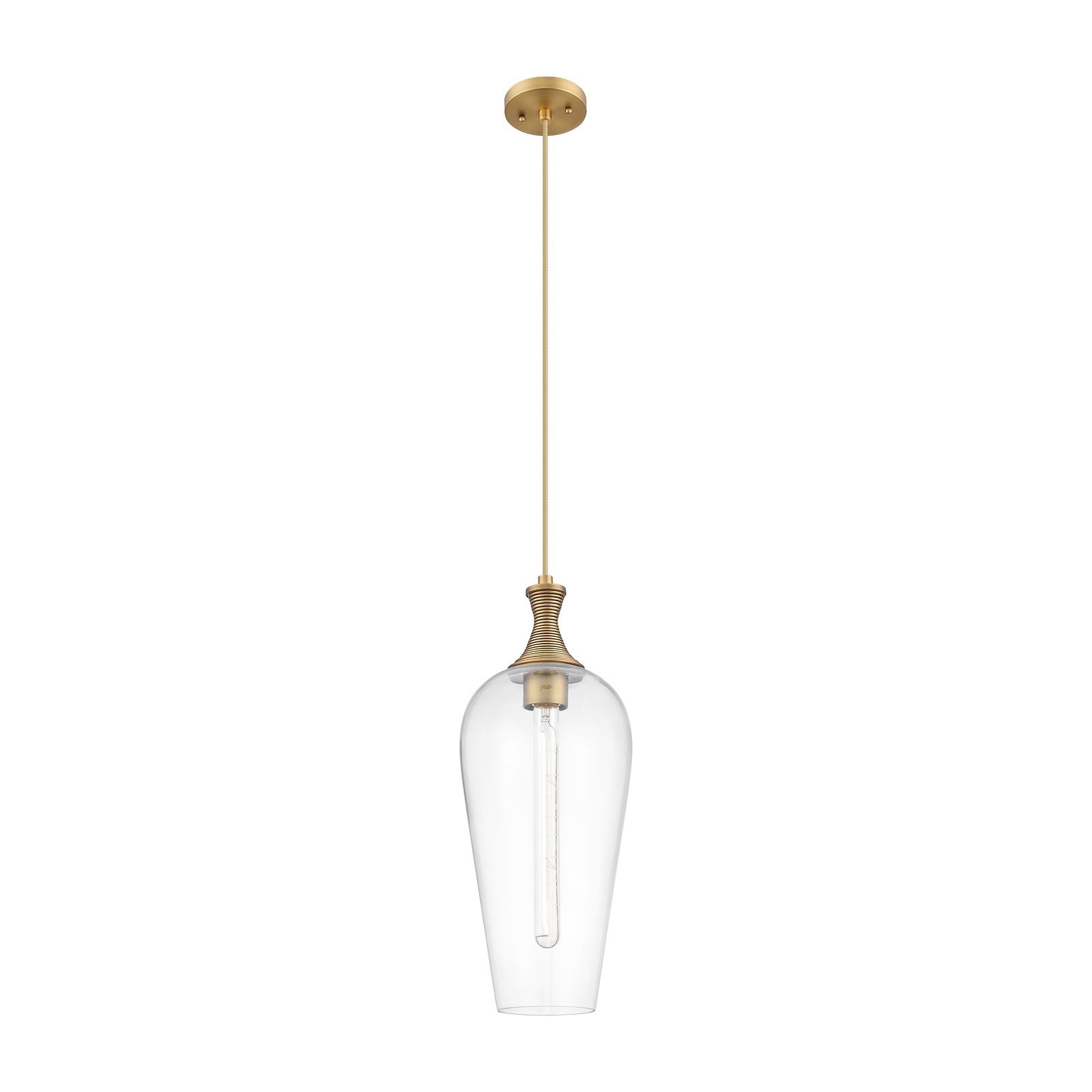 Innovations Chelsea 10in 1-Light Mini Pendant | Brushed Brass and Matte White Glass | Kitchen Island & Dining Room | Model 415-1P-BB-G456-8CL