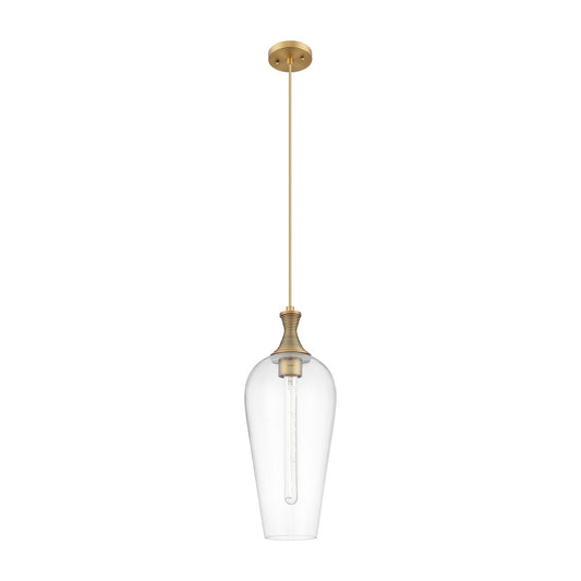 Innovations Chelsea 10in 1-Light Mini Pendant | Brushed Brass and Matte White Glass | Kitchen Island & Dining Room | Model 415-1P-BB-G456-8CL