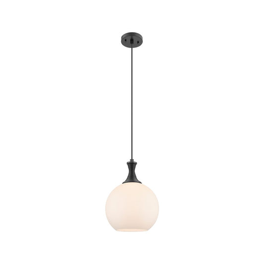 Innovations Astor 1Lt 10" Cord Mini Pendant, Black/White - 415-1P-BK-G121-10