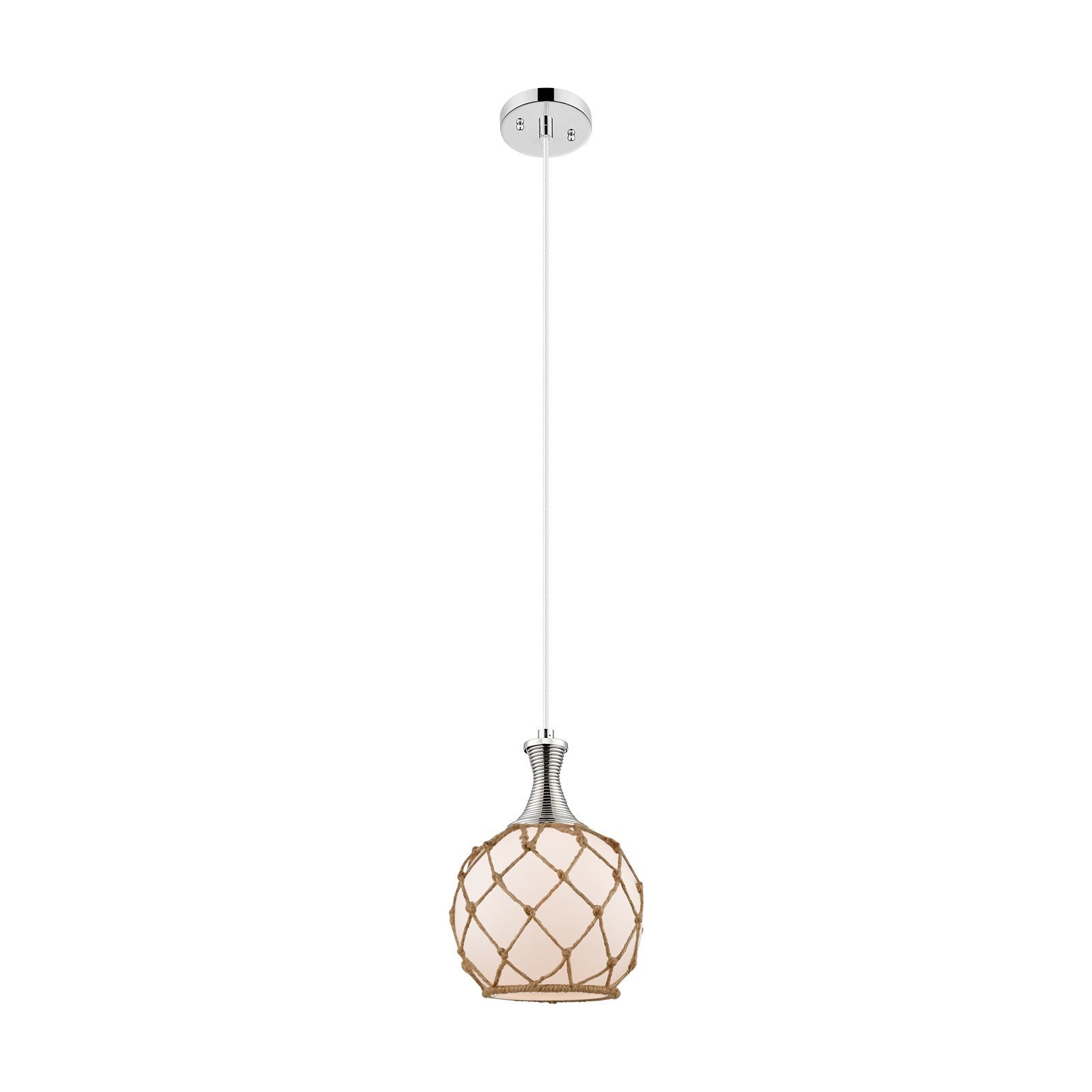 Innovations Astor 8in 1-Light Mini Pendant | Polished Nickel and Matte White Glass | Kitchen Island & Dining Room | Model 415-1P-PN-G121-8RB