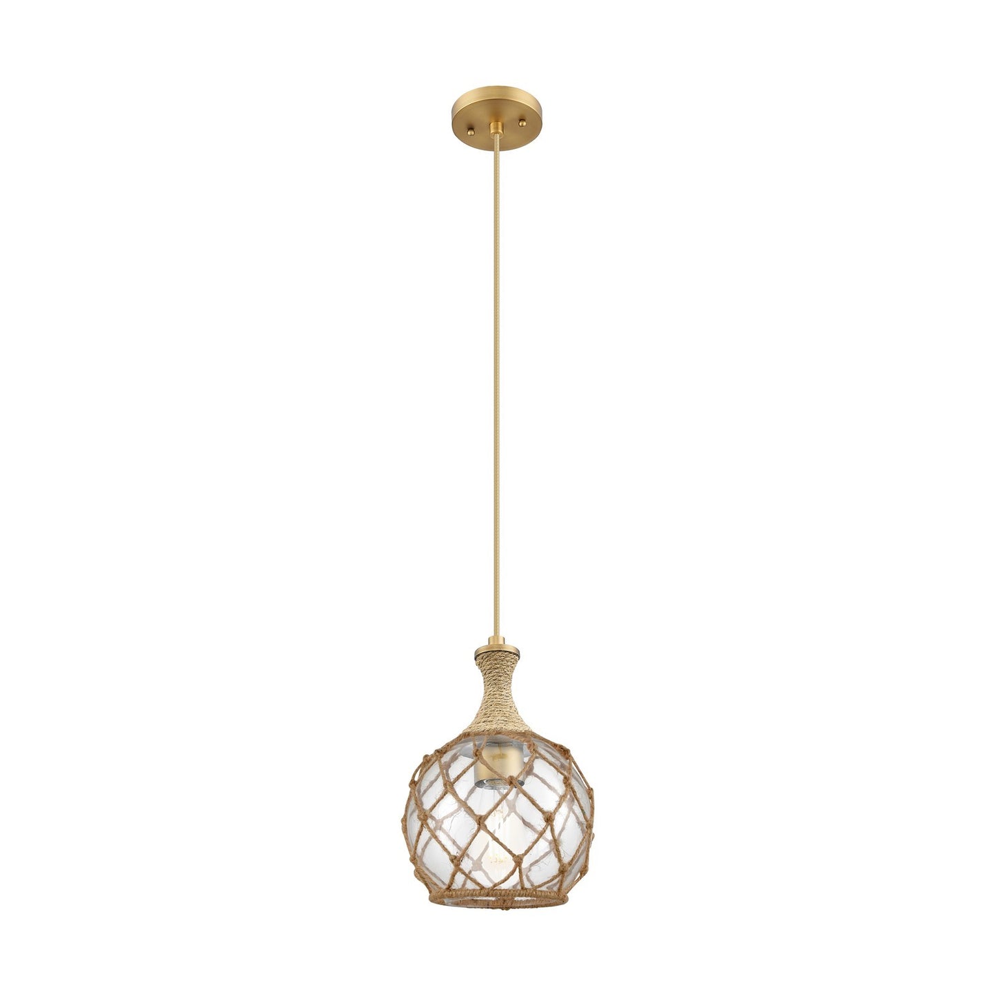 Innovations Astor 8in 1-Light Mini Pendant | Brushed Brass and Clear Glass | Kitchen Island & Dining Room | Model 415-1PR-BB-G122-8RB