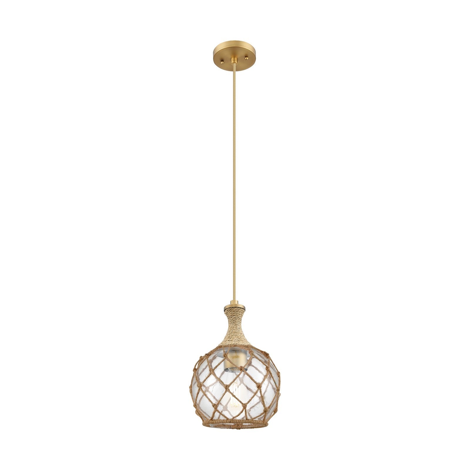Innovations Astor 8in 1-Light Mini Pendant | Brushed Brass and Clear Glass | Kitchen Island & Dining Room | Model 415-1PR-BB-G122-8RB
