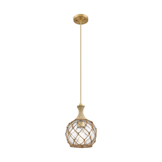 Innovations Astor 8in 1-Light Mini Pendant | Brushed Brass and Clear Glass | Kitchen Island & Dining Room | Model 415-1PR-BB-G122-8RB