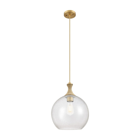 Innovations Astor 12in 1-Light Mini Pendant | Industrial Brushed Brass and Seedy Glass | Kitchen Island & Dining Room | Model 415-1PR-BB-G124-12