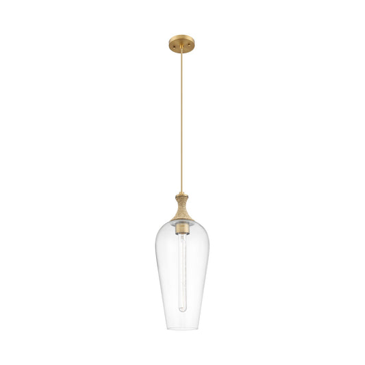Innovations Chelsea 10in 1-Light Mini Pendant | Industrial Brushed Brass and Matte White Glass | Kitchen Island & Dining | Model 415-1PR-BB-G456-8CL