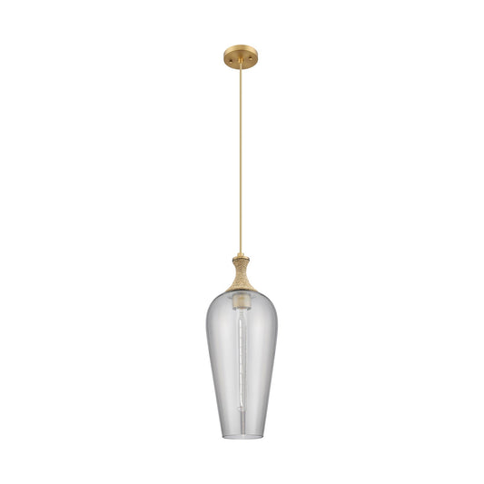 Innovations Chelsea 10in 1-Light Mini Pendant | Brushed Brass and Matte White Glass | Kitchen Island & Dining Room | Model 415-1PR-BB-G456-8SM