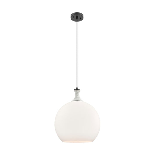 Innovations Astor 1Lt 14" Cord Pendant, BK/WH - 415-1PR-BK-G121-14