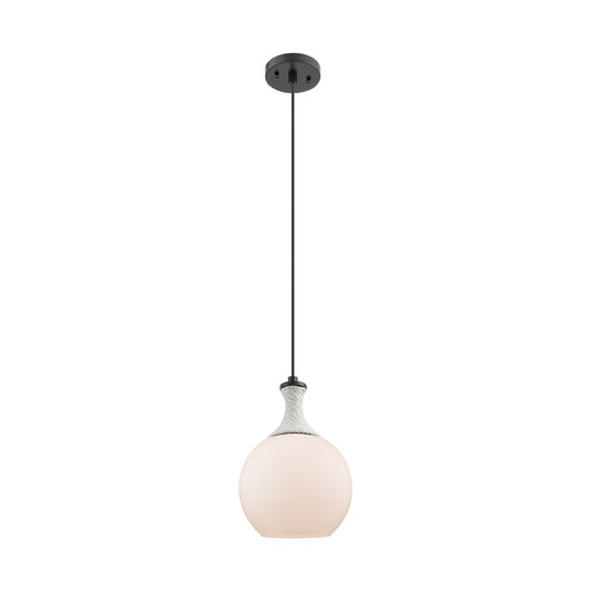 Innovations Astor 1Lt 8" Cord Mini Pendant, BK/WH - 415-1PR-BK-G121-8