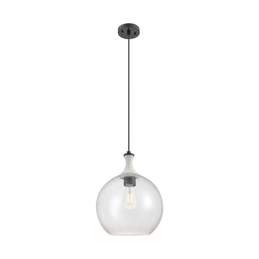 Innovations Astor 1Lt 12" Cord Mini Pendant, BK/WhiteSD - 415-1PR-BK-G124-12