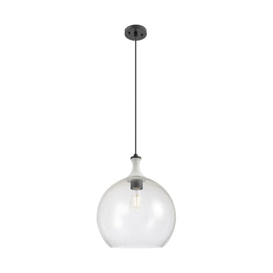 Innovations Astor 1Lt 14" Cord Pendant, BK/WhiteSD - 415-1PR-BK-G124-14