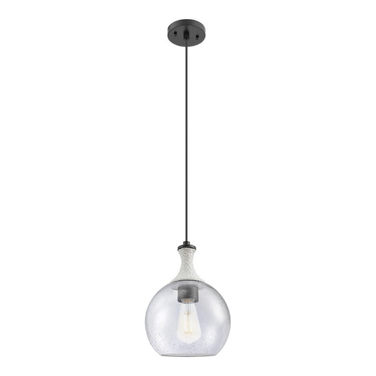 Innovations Astor 1Lt 8" Cord Mini Pendant, BK/WhiteSD - 415-1PR-BK-G124-8